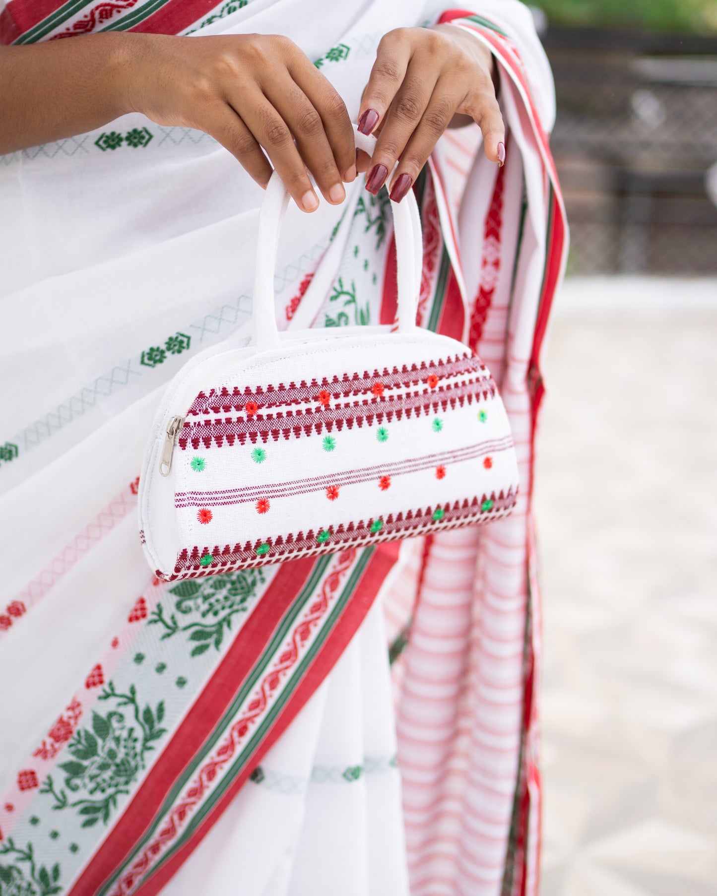 Embroidered Handbag 3 White