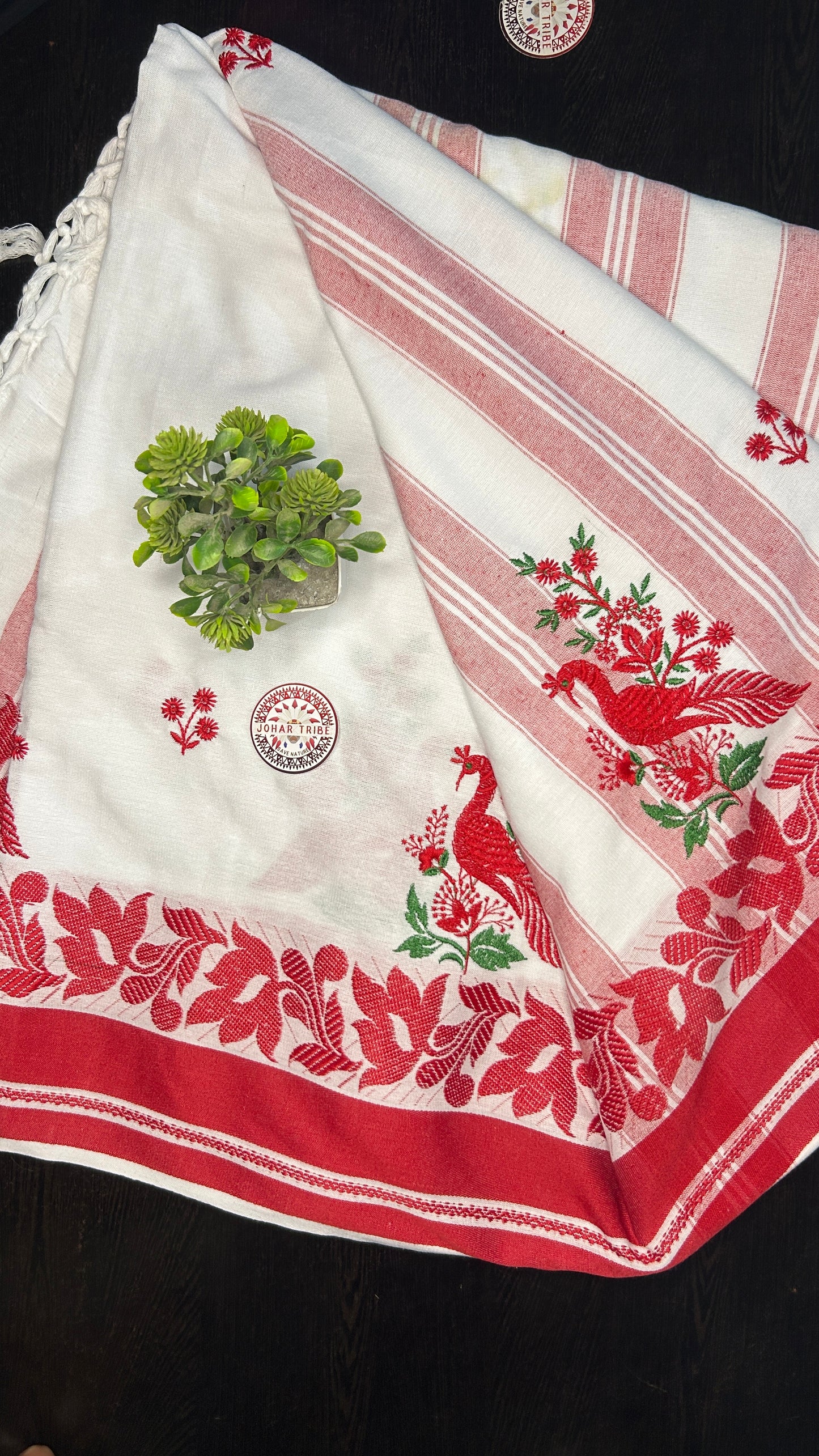 Beautiful red peacock saree