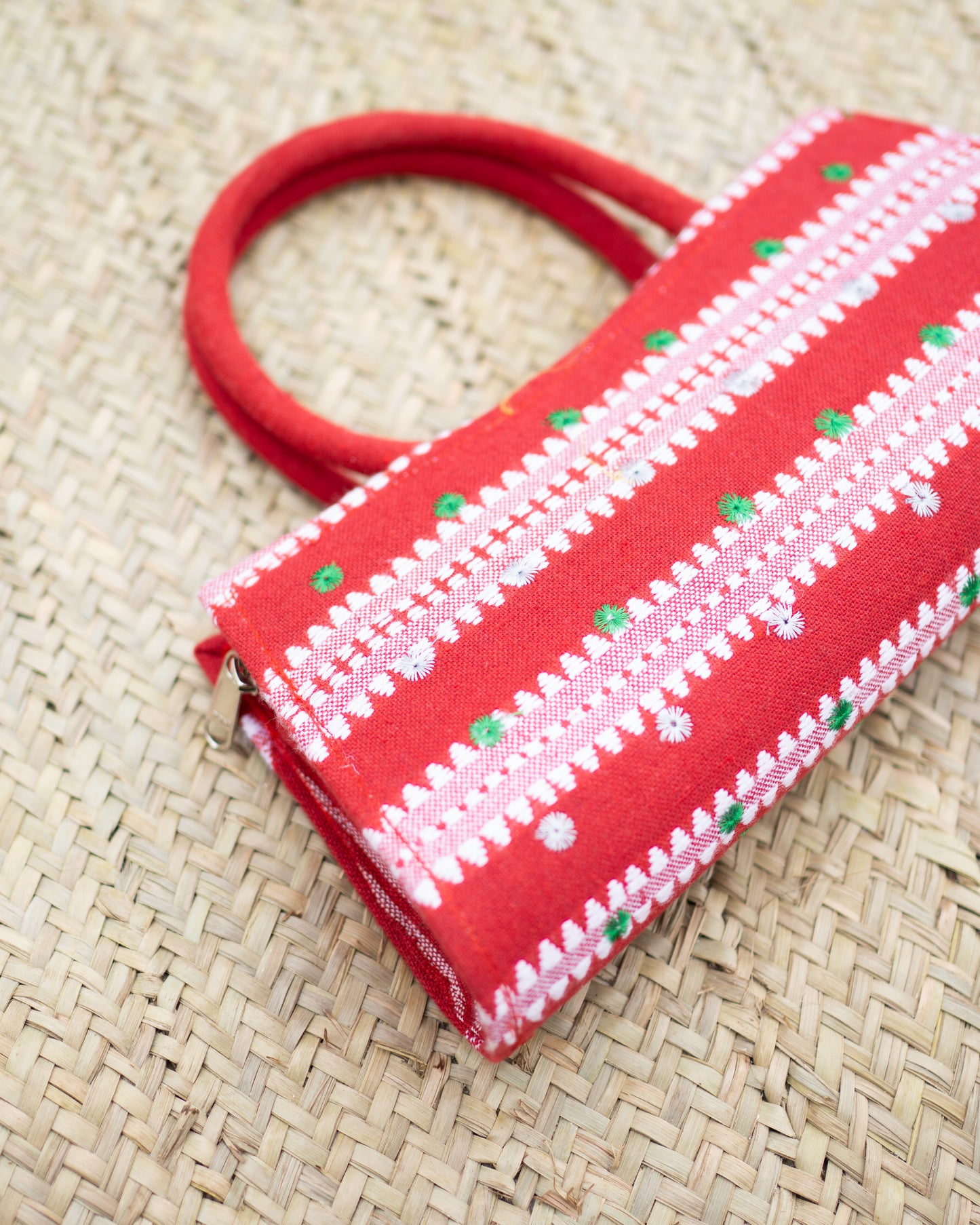 Embroidered Handbag 2 Red
