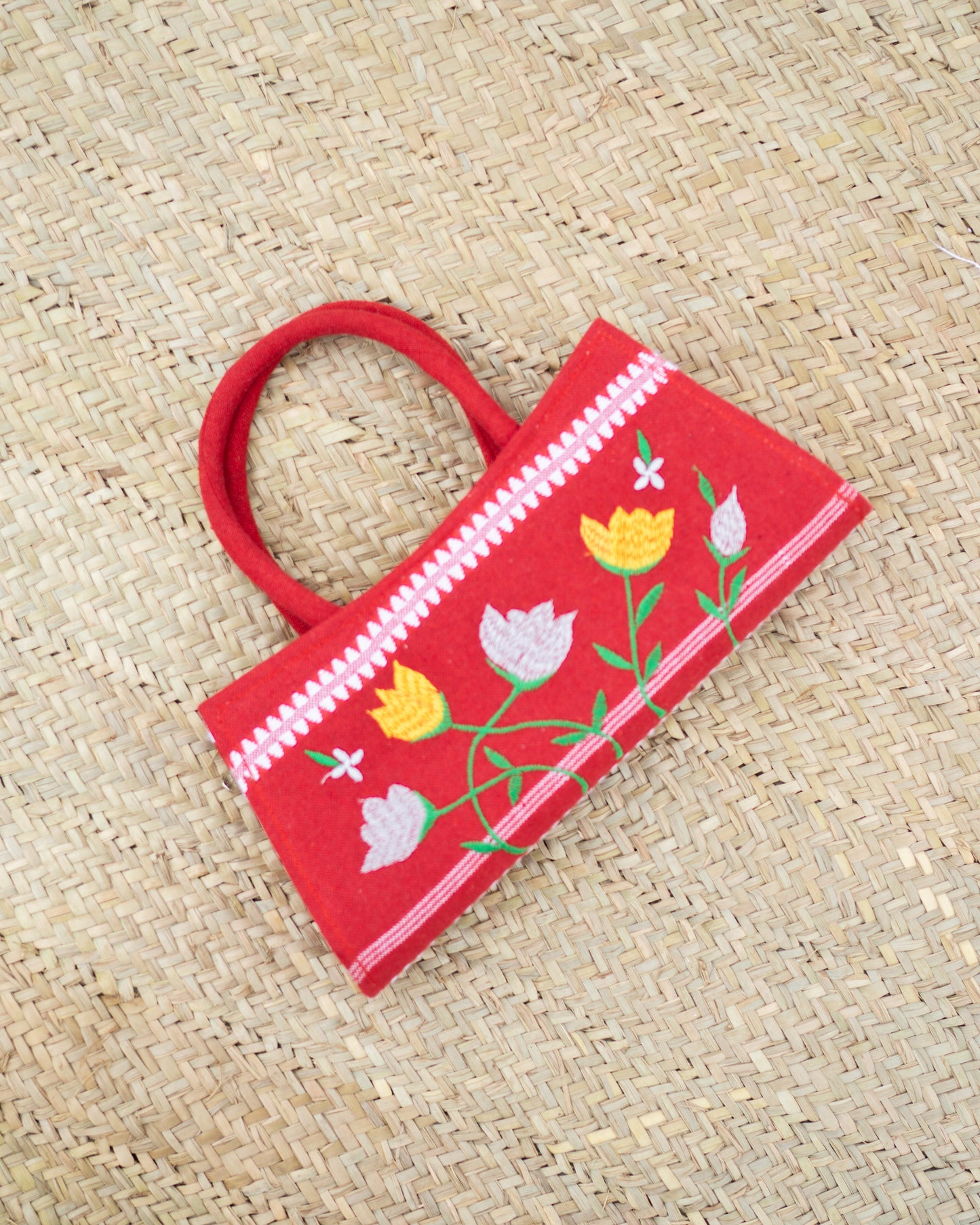 Embroidered Handbag 2 Red