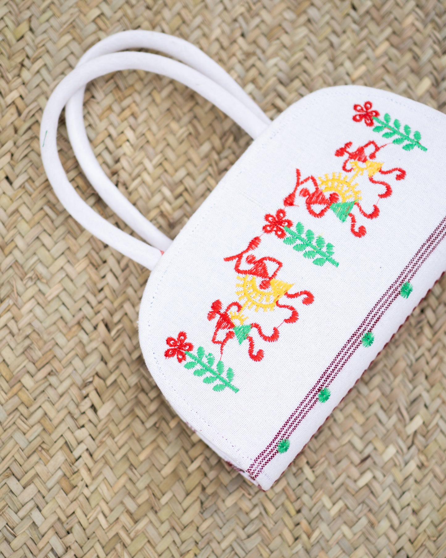 Embroidered Handbag 3 White