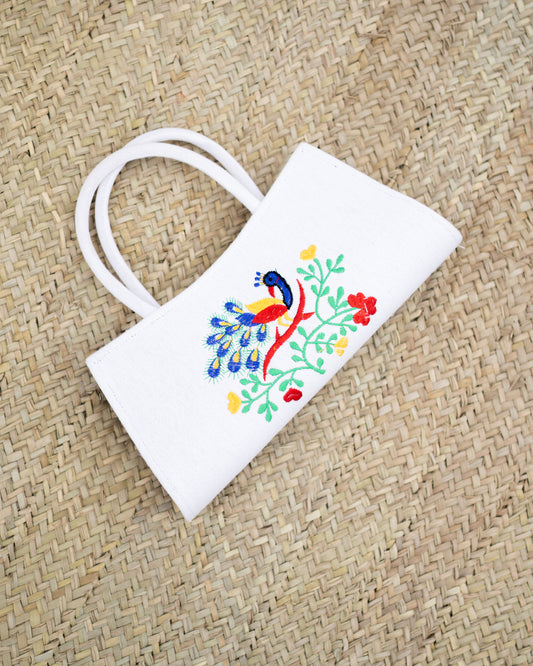 Embroidered Handbag 4 White