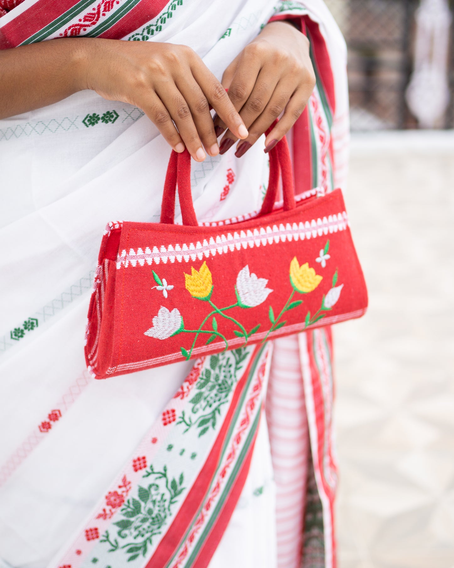 Embroidered Handbag 2 Red