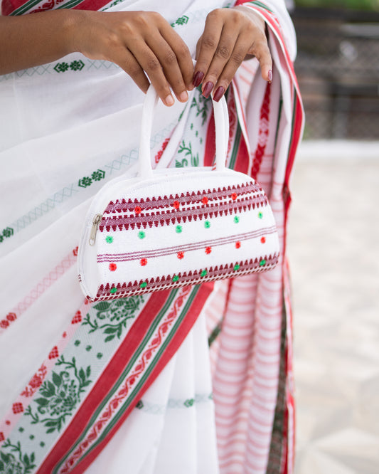 Embroidered Handbag 3 White
