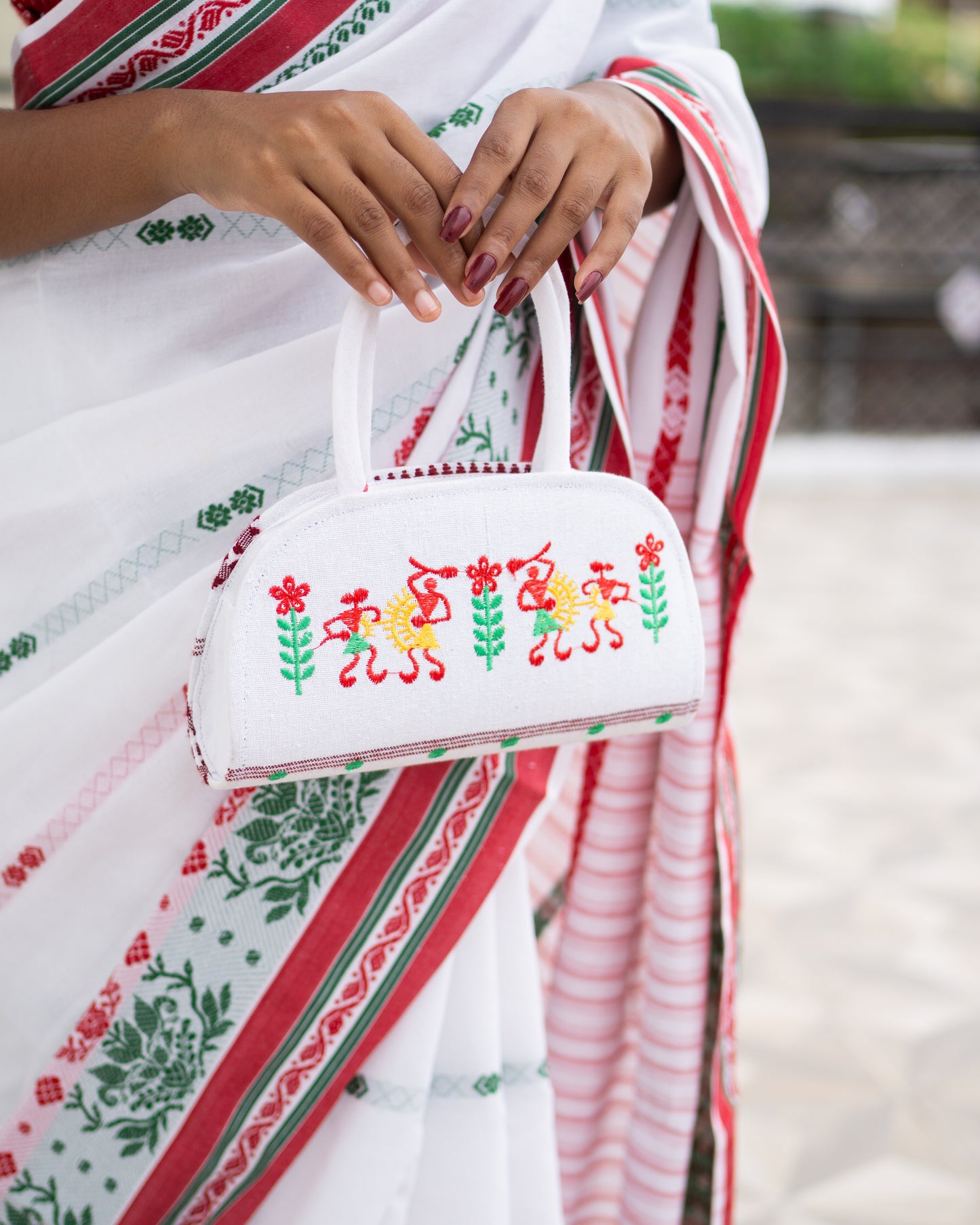 Embroidered Handbag 3 White