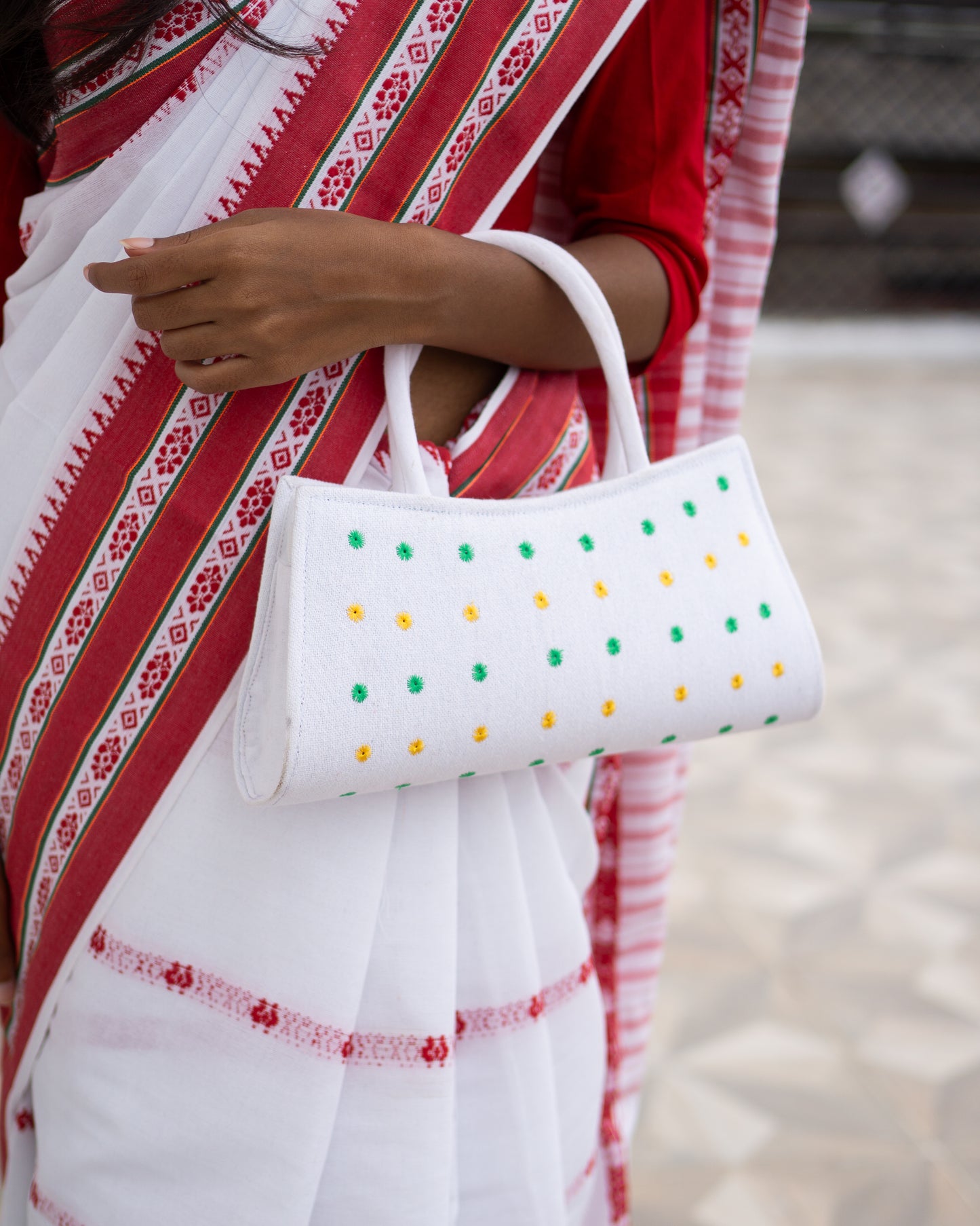 Embroidered Handbag 4 White