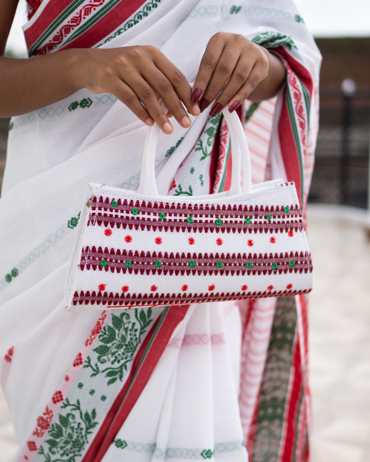 Embroidered Handbag 4 White