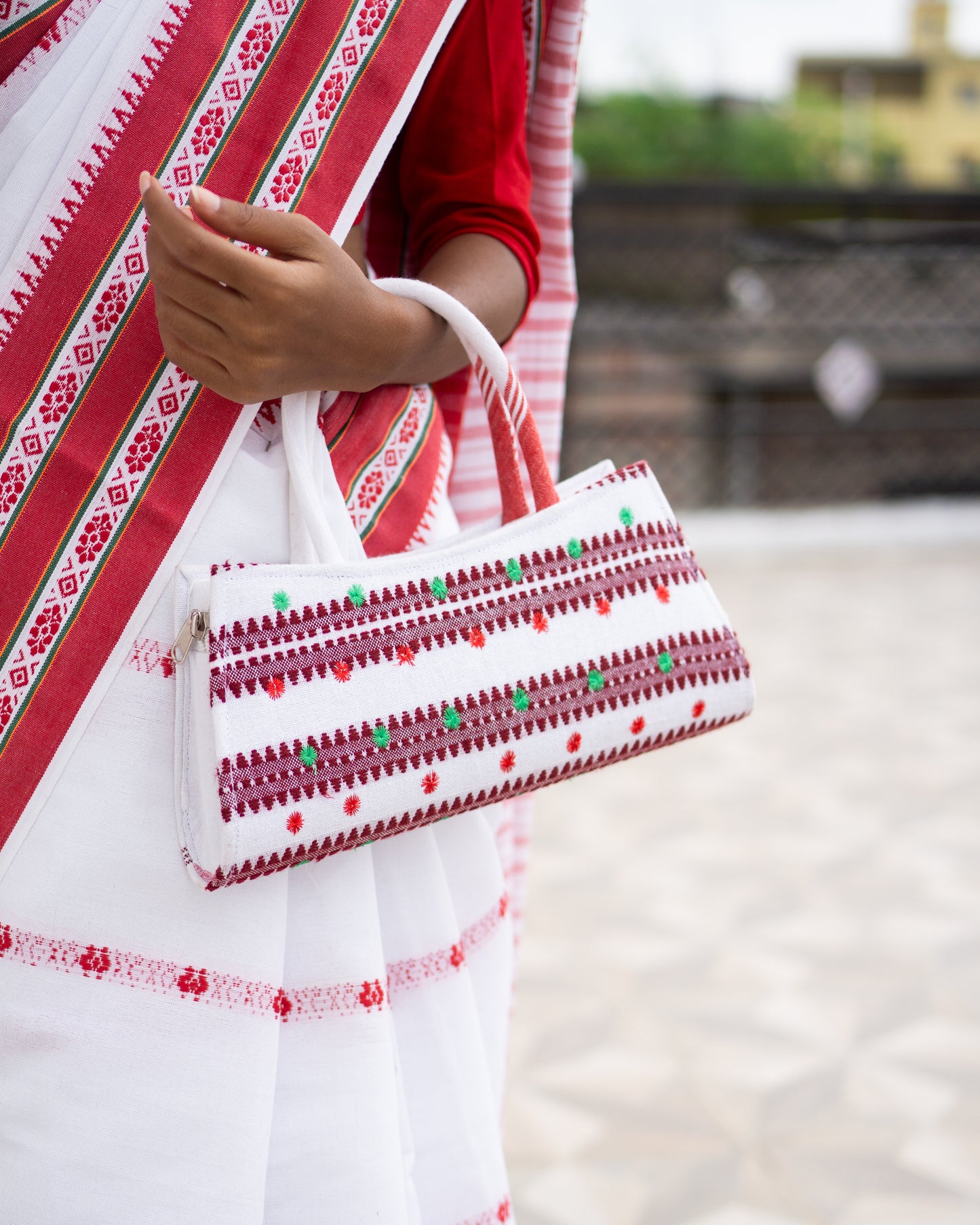 Embroidered Handbag 4 White