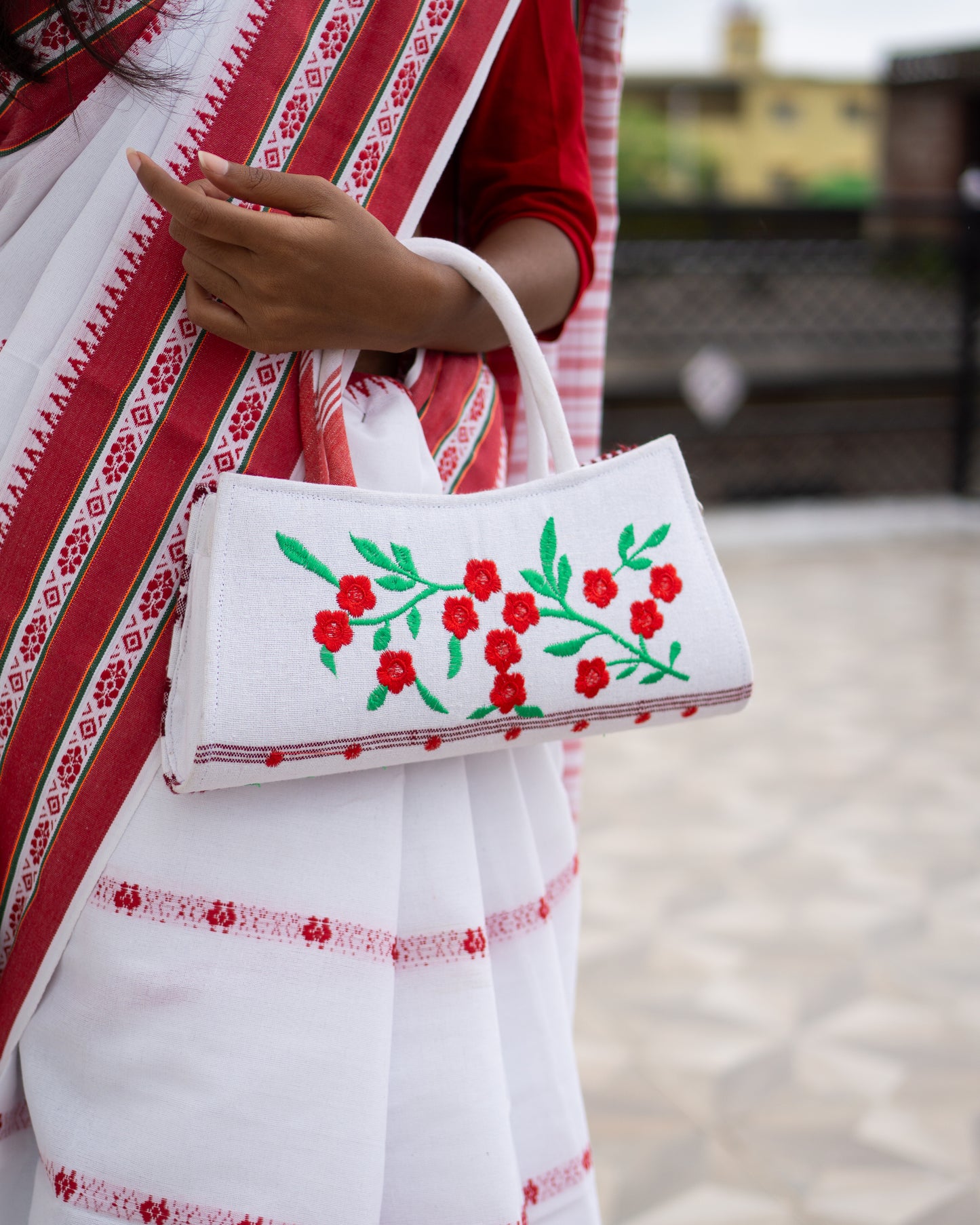 Embroidered Handbag 4 White